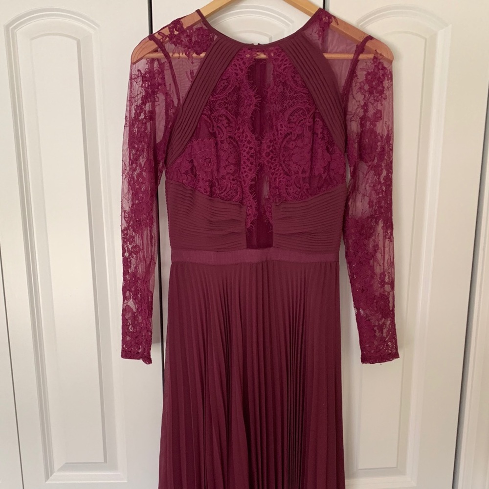 ASOS Petite Eyelash Lace Pleated Maxi Dress